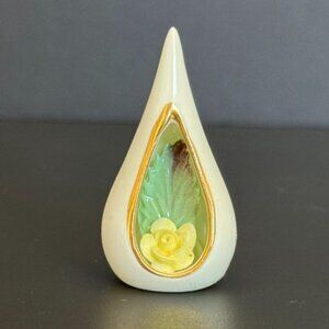 Camelot Fine Bone China Teardrop Figurine With Yellow Rose & Gold Trim Made In E